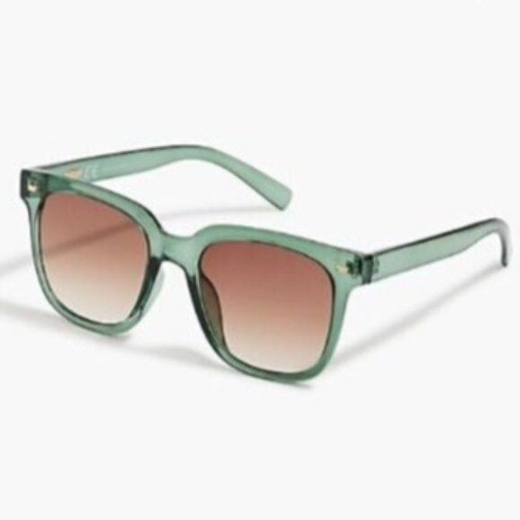 J.Crew Factory Women's Slim D-Frame Sunglasses Crystal Green Oversized BT148 - Picture 1 of 12